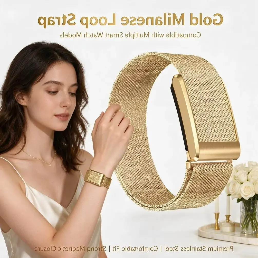 Compatible with WHOOP 5.0 Milanese Stainless Steel Magnetic Band Cool Touch Metal Mesh Replacement Sport Wrist Strap