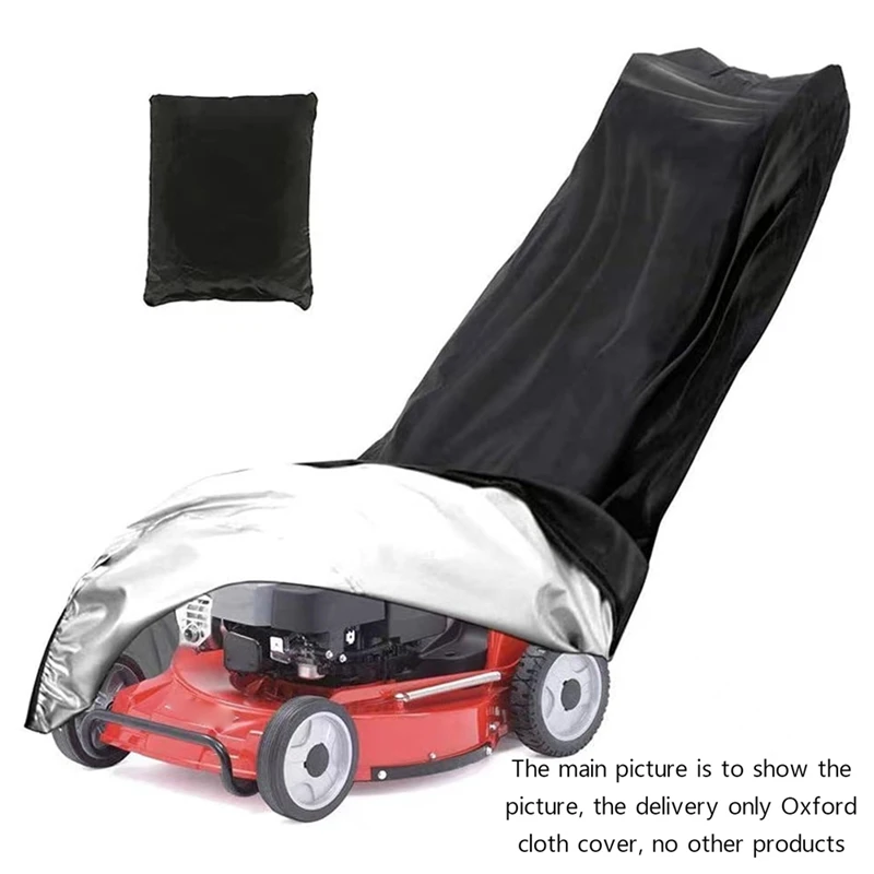 Push Mower Cover Outdoors, Heavy Duty Polyester Oxford Waterproof Lawn Mower Cover, Black Uv, Dust, Wind Protection-ABLA