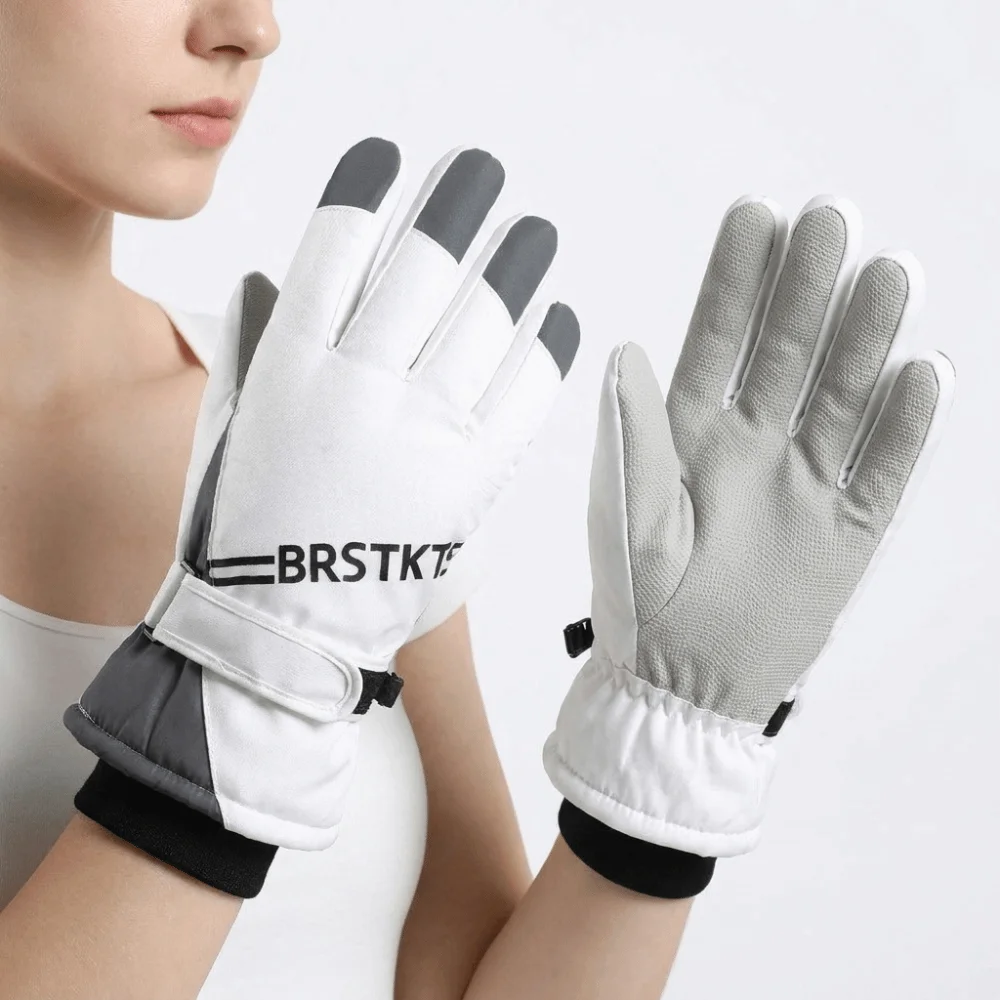 Warm Waterproof Ski Gloves Fleece Lined Windproof Motorcycle Gloves Touch Screen Adjustable Cuff Snow Gloves Snowboard