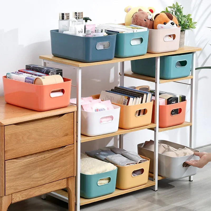 

Household Desktop Cosmetic Storage Box Bathroom Kitchen Bedroom Plastic Storage Basket S-L Dormitory Miscellaneous Storage Box