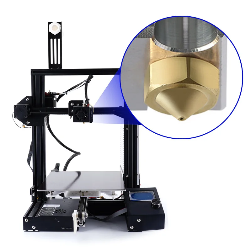 Extruder Printing Head E3D Brass Nozzle M6 Thread For V5/6 1.75/3.0 Filament 0.2-1.0mm Extruder Head 3D Printer Nozzle Parts