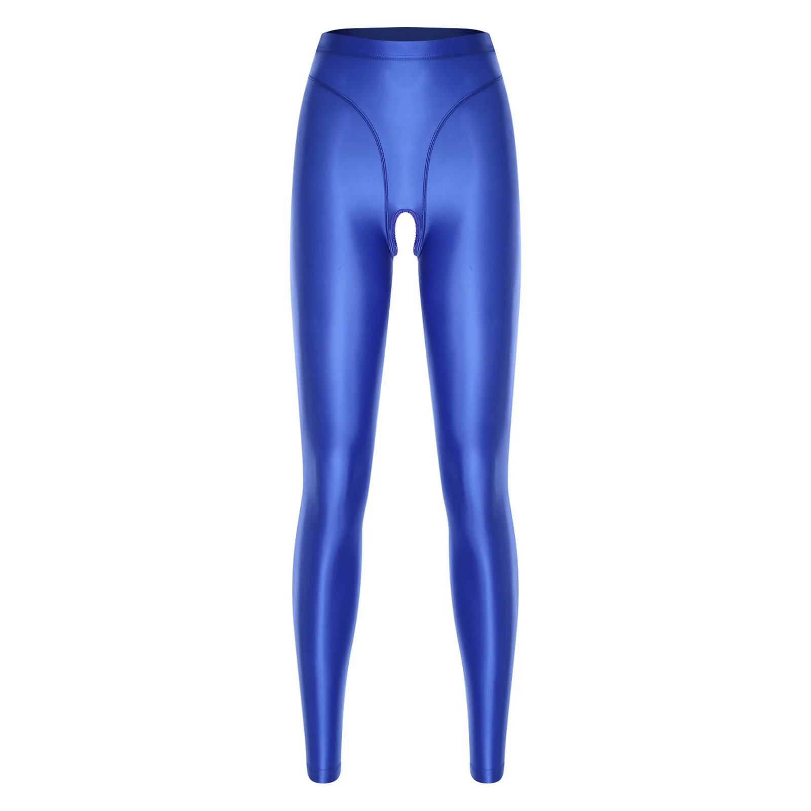 

Womens Crotchless Tights Open Crotch High Waist Elastic Waistband Glossy Leggings Skinny Pants for Dating Night Yoga Workout