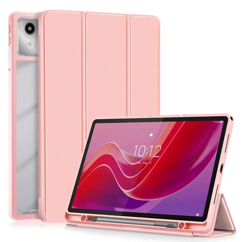 For Lenovo Tab M11 Case With Pen Holder Leather Acrylic Back Fold