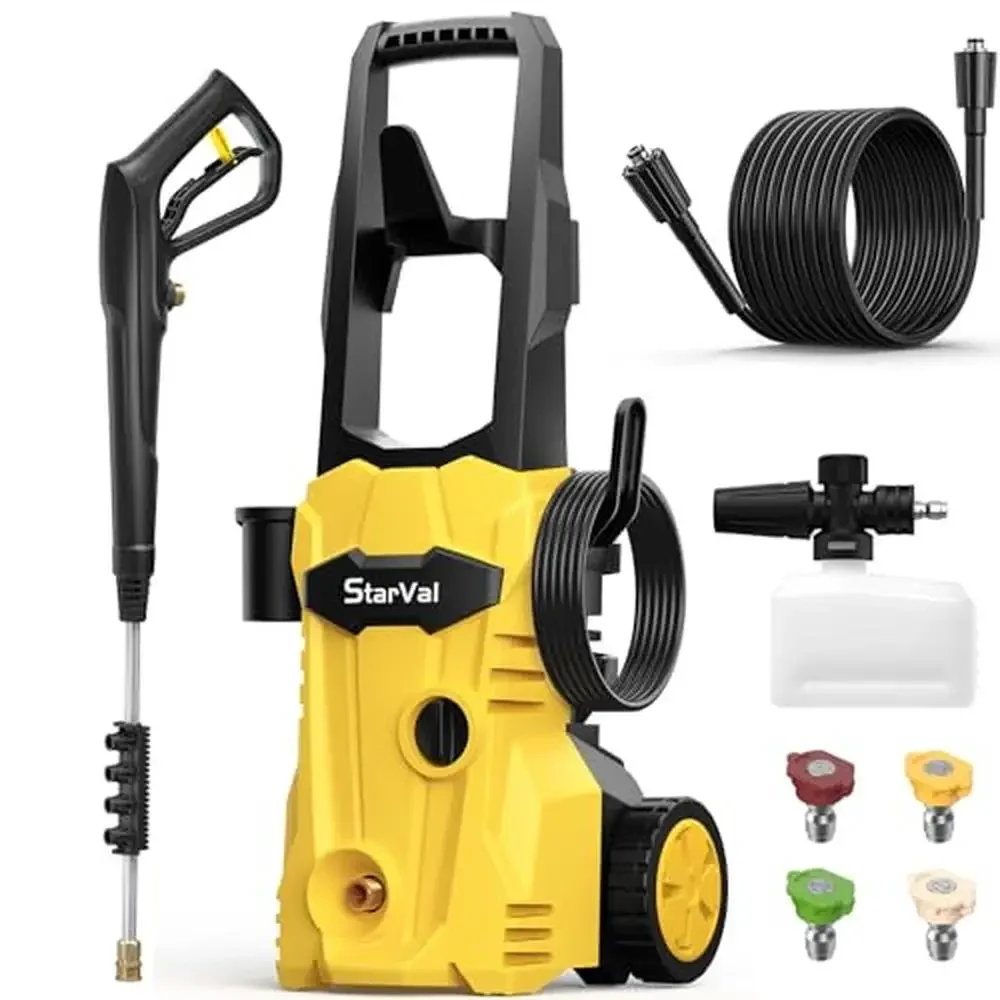 

Electric Pressure Washer 1600 PSI 1.2 GPM Power Cleaner Kit with Foam Cannon 4 Nozzle Tips