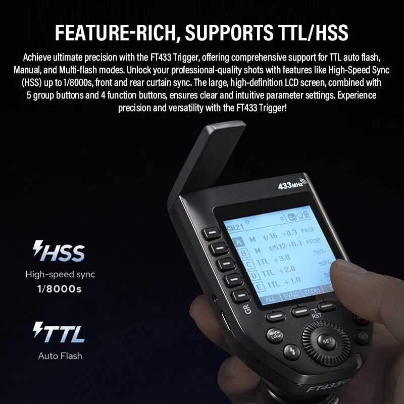Беспроводной триггер вспышки Godox FT433 FR433 TTL для Sony, Nikon, Canon, Bluetooth, управление приложением 433 МГц Frequenc
