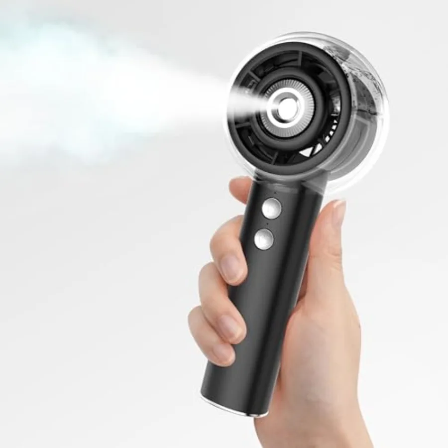 

Portable Misting Fan Handheld Turbo Fan with Mist 6000mAh Battery Rechargeable Personal Fans Mister 4-Speed 25ml Water Spray Ta