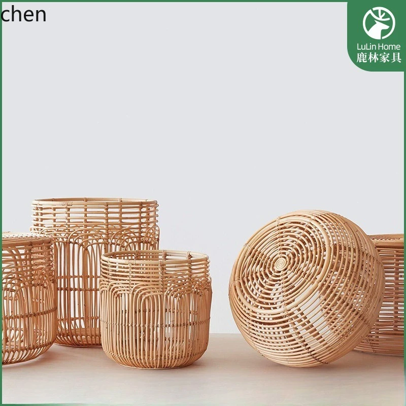 Homestay Rattan Clothes Storage Basket Household Laundry Basket Clothes Hamper Toy Bin Rattan Furniture