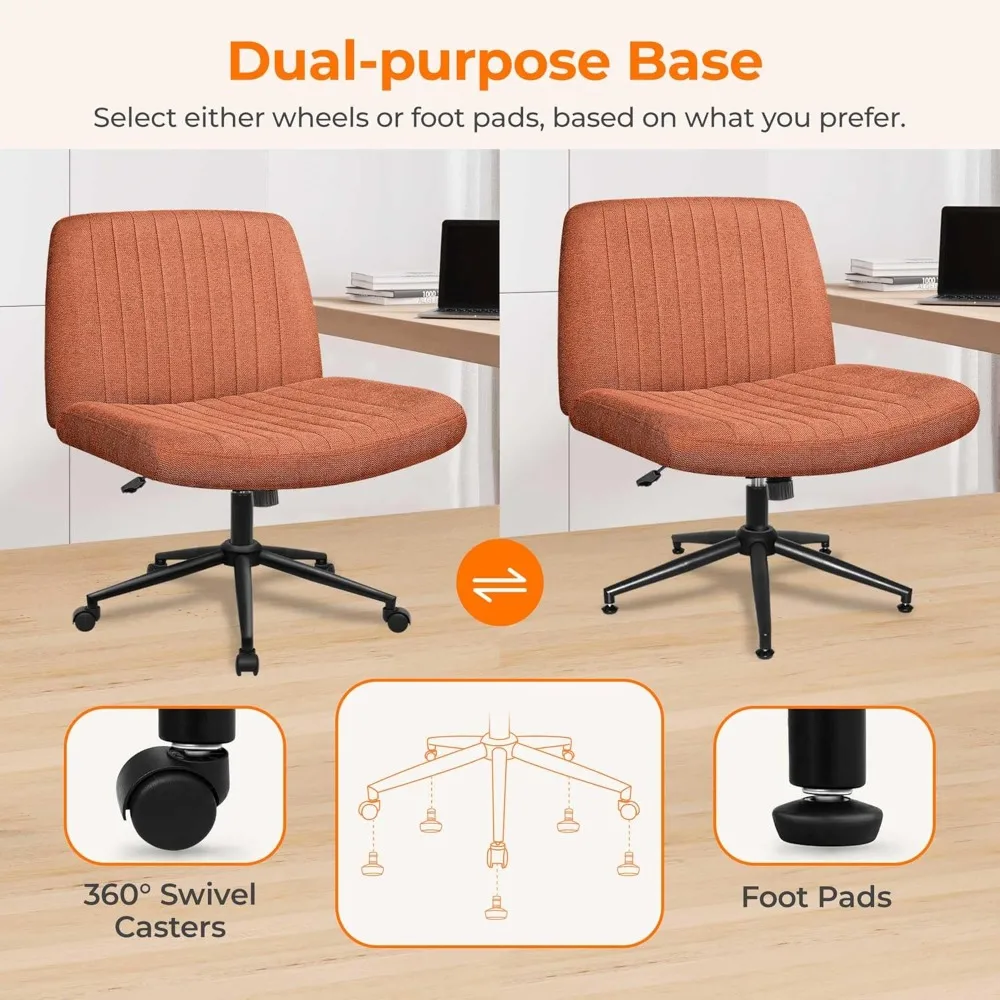 كرسي مكتب مريح بأرجل متقاطعة مع عجلات ومقعد مبطن للاستخدام في المكتب المنزلي وغرفة النوم #3