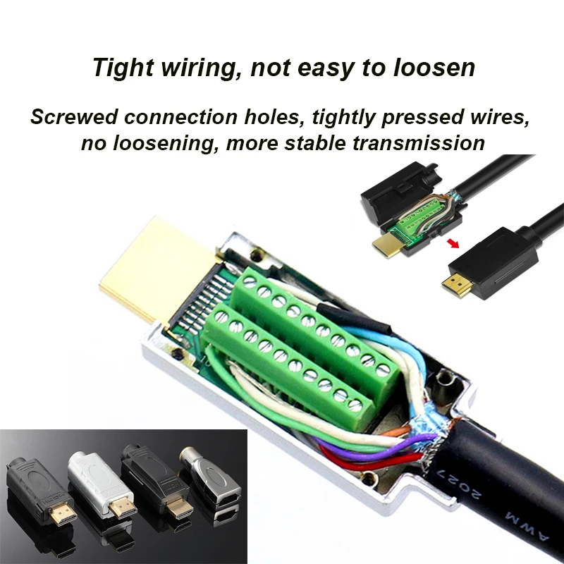 

30Set HDMI 2.0 Solderless Male Head Plug Adapter Audio/Video HD Cable Connector HDMI Solderless Head 4K HD Cable Repair DIY Plug