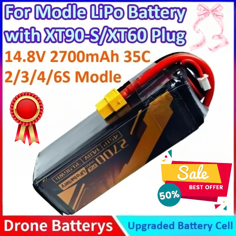 

2700mAh 14.8V 4/6/2/3S Modle 35C Special LiPo Battery for RC Model Airplanes, Fixed-Wing and FPV Drones with XT90-S/XT60 Plug