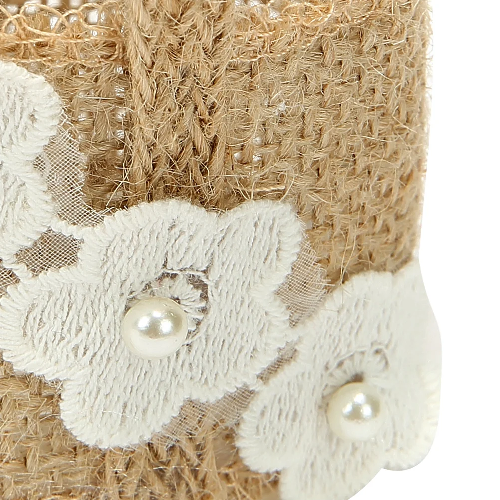 

4Pcs Wedding Gift Basket Linen Burlap Candy Holder Romantic Flower Storage Bag for Party Banquet Decoration Burlap Candy Basket