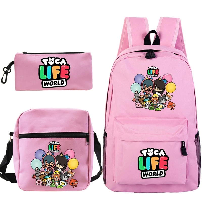 

3pcs/set Toca Life World Backpack Boys Girls Cartoon Kawaii School Bags Children Bookbag Kids Toca Boca Backpack Birthday Gifts