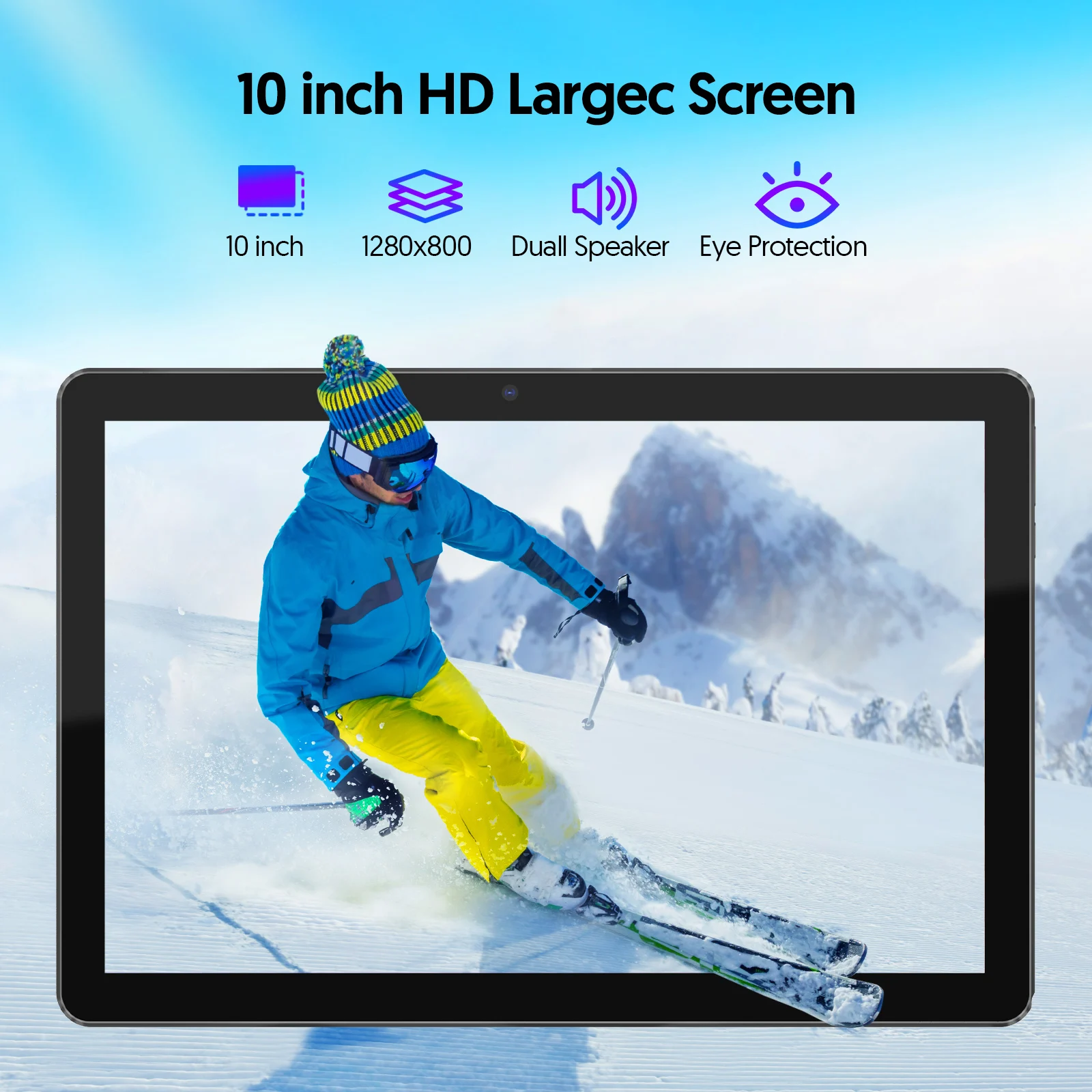 BAKEN แท็บเล็ต Android 13 ขนาด 10 นิ้วใหม่, โปรเซสเซอร์ quad-core, 7GB (ส่วนขยายหน่วยความจํา 3g + 4g) RAM + ROM 64GB, ส่วนขยาย 1TB, IP 1280x800
