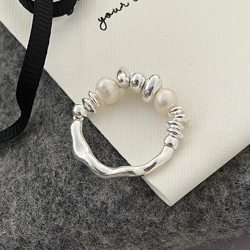Women's Adjustable Freshwater Pearls Round Rings