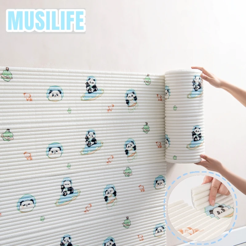 Stiker Dinding Anti Benturan Tebal 8mm Berbahan Busa XPE, Wallpaper Dekorasi Rumah 3D, Stiker Dinding Tahan Air untuk Kamar Tidur Anak