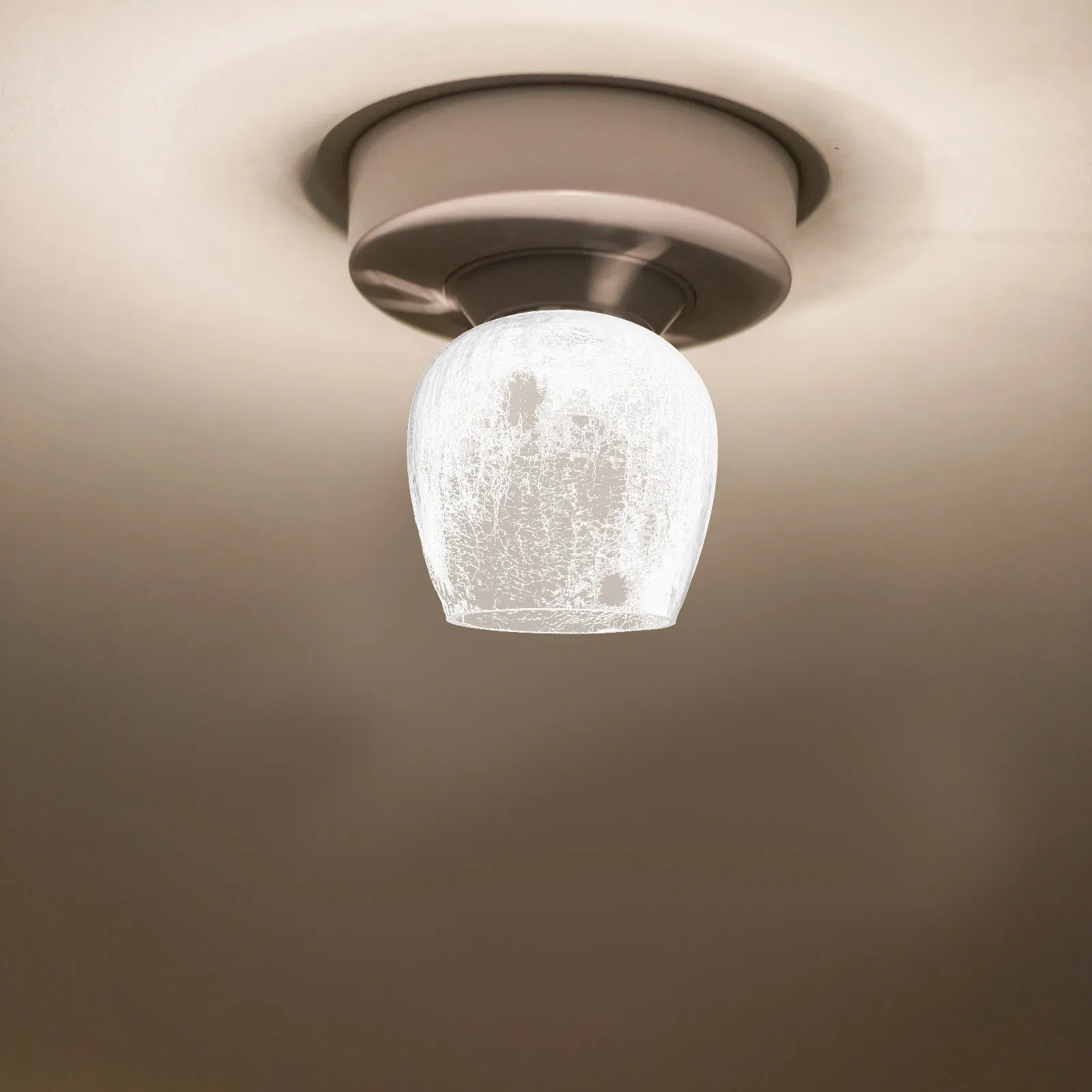 Transparent Glass Globe Lamp Shade with Crack Design, E27 Socket, DIY Replacement for Living Room & Bedroom Ceiling Light