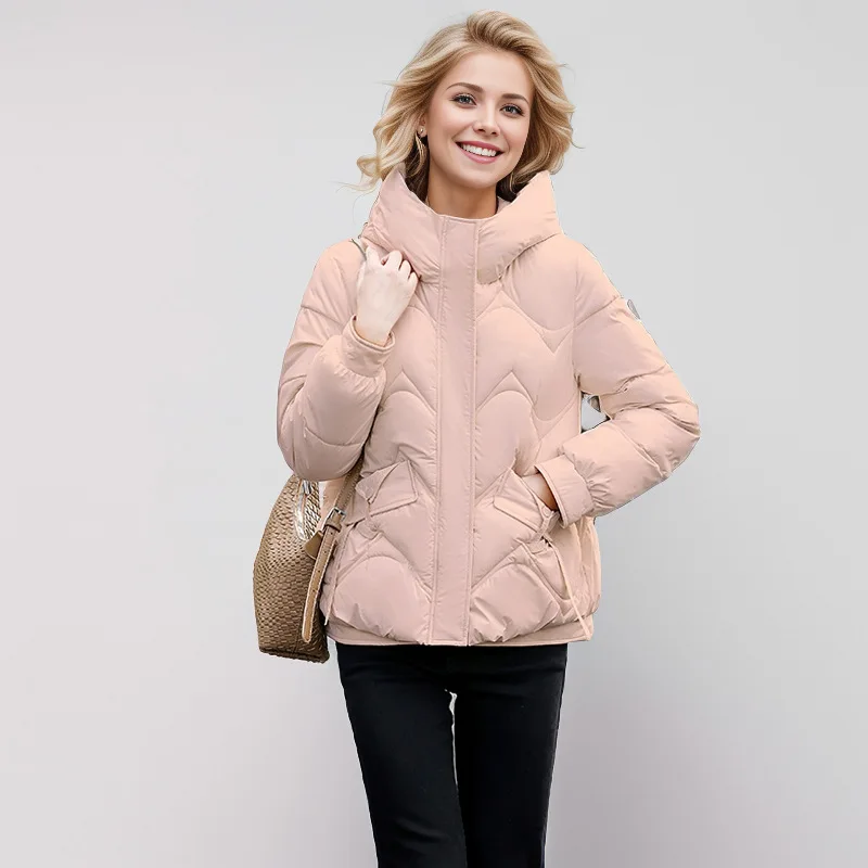 Women\'s Short Jacket Coats YJKDYK 2024 Winter Women\'s Jacket Female Pure Color Parkas Hooded Stand Collar Warm Cotton Jacket