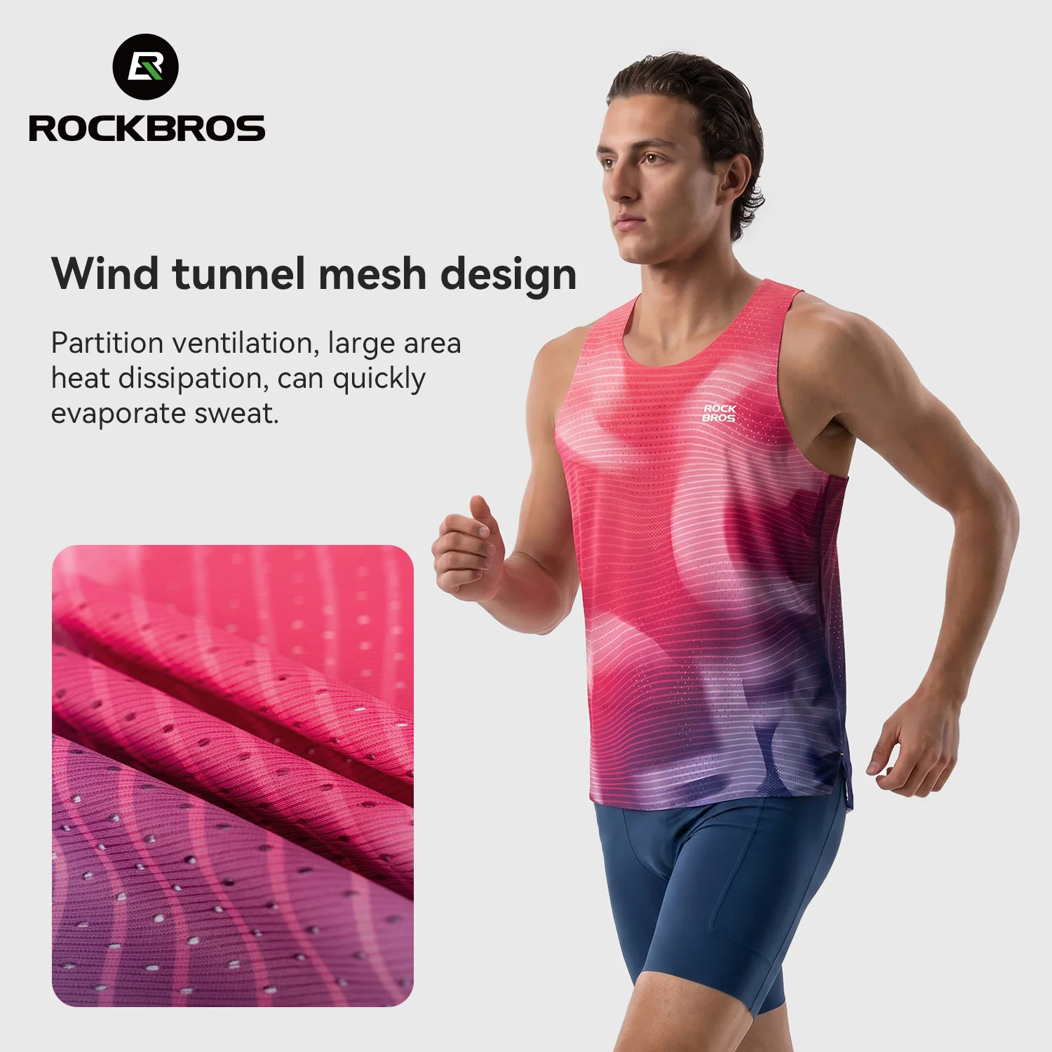 ROCKBROS Outdoor Running Vest Breathable Lightweight Racing Marathon Sleeveless Top for Men Women Quick‑Dry Bike Sports Jersey