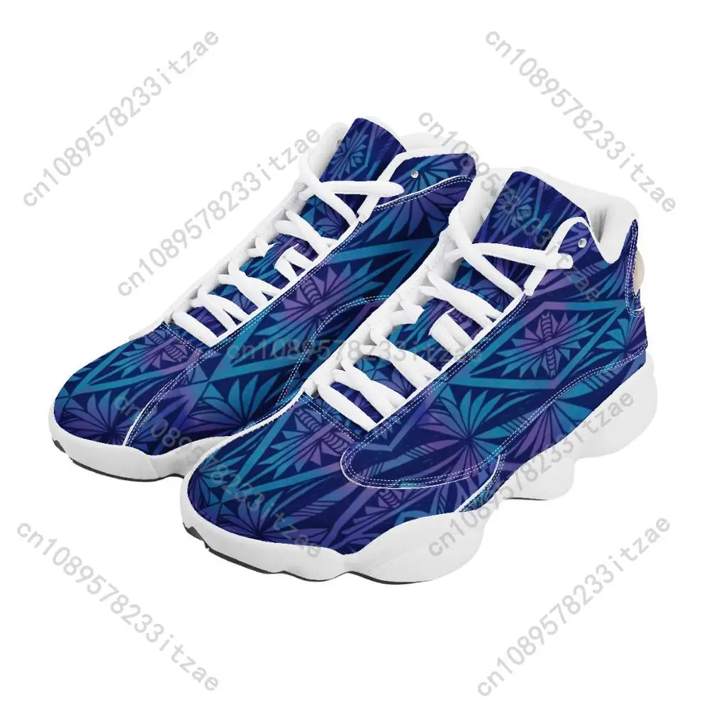 Brand New Blue Polynesian Samoa Tribal Tonga Style Running Shoes Custom Ball Sports Team Logo Men's Basketball Sports Shoes