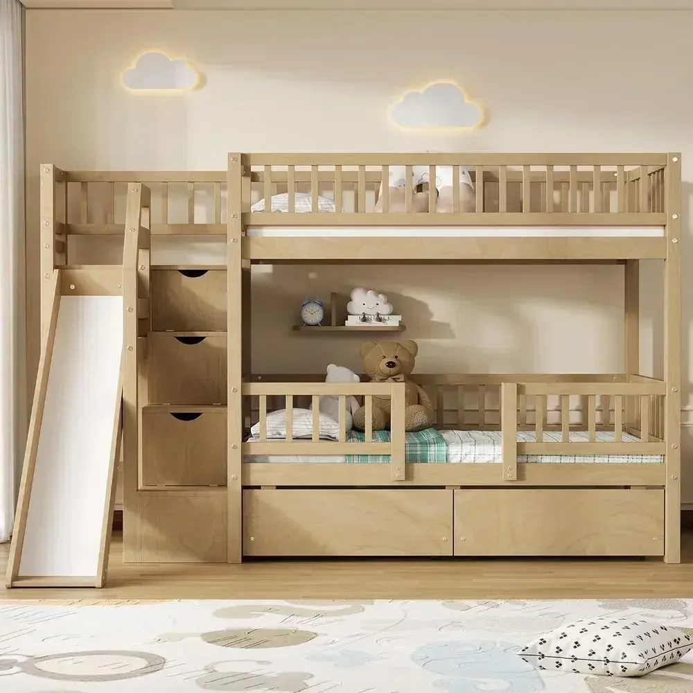 Doppelstockbett aus Holz mit R – Bunk Bed With Stairs And Slide Bewertung und Preis