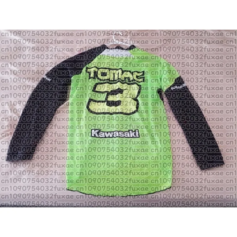 

Мотоциклетная футболка Kawasaki, новая футболка Kawasaki, летняя футболка для верховой езды, солнцезащитный крем, быстросохнущая, впитывающая пот, футболка с длинным рукавом
