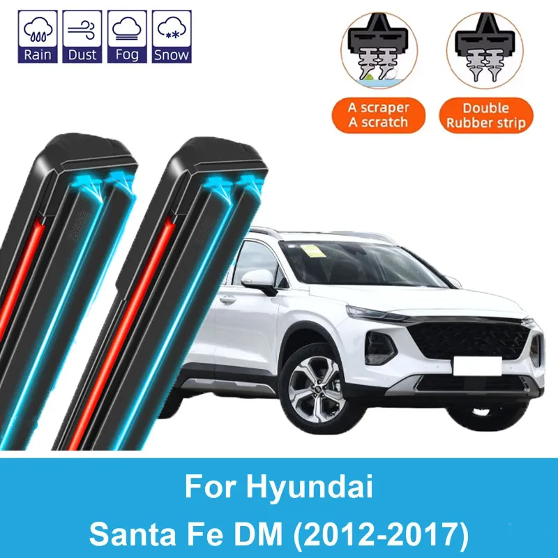 

3PCS Car Wiper Blades for 2012-2017 Hyundai Santa Fe DM Rear Windshield Wipers Double Rubber Car Accessories 2014 2015 2016 2017