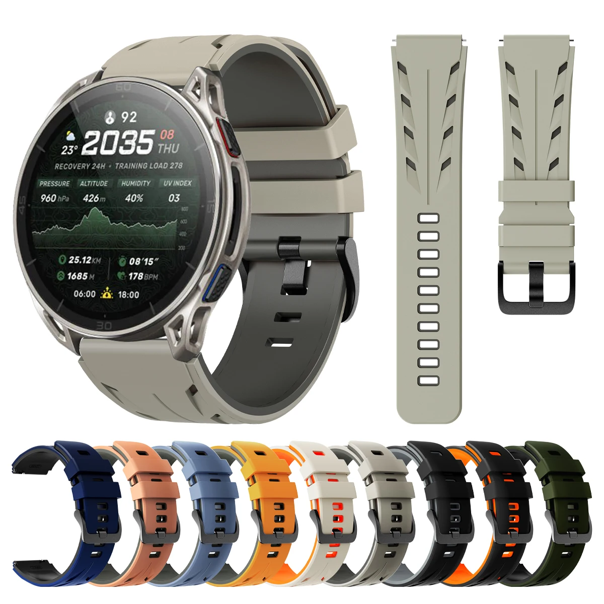22mm Silicone Watchband For AMAZFIT Cheetah 2 Ultra 48mm/BIP 5 6 Max Wristband For Amazfit BALANCE 2 GTR 47mm 4 3 2e Sport Strap