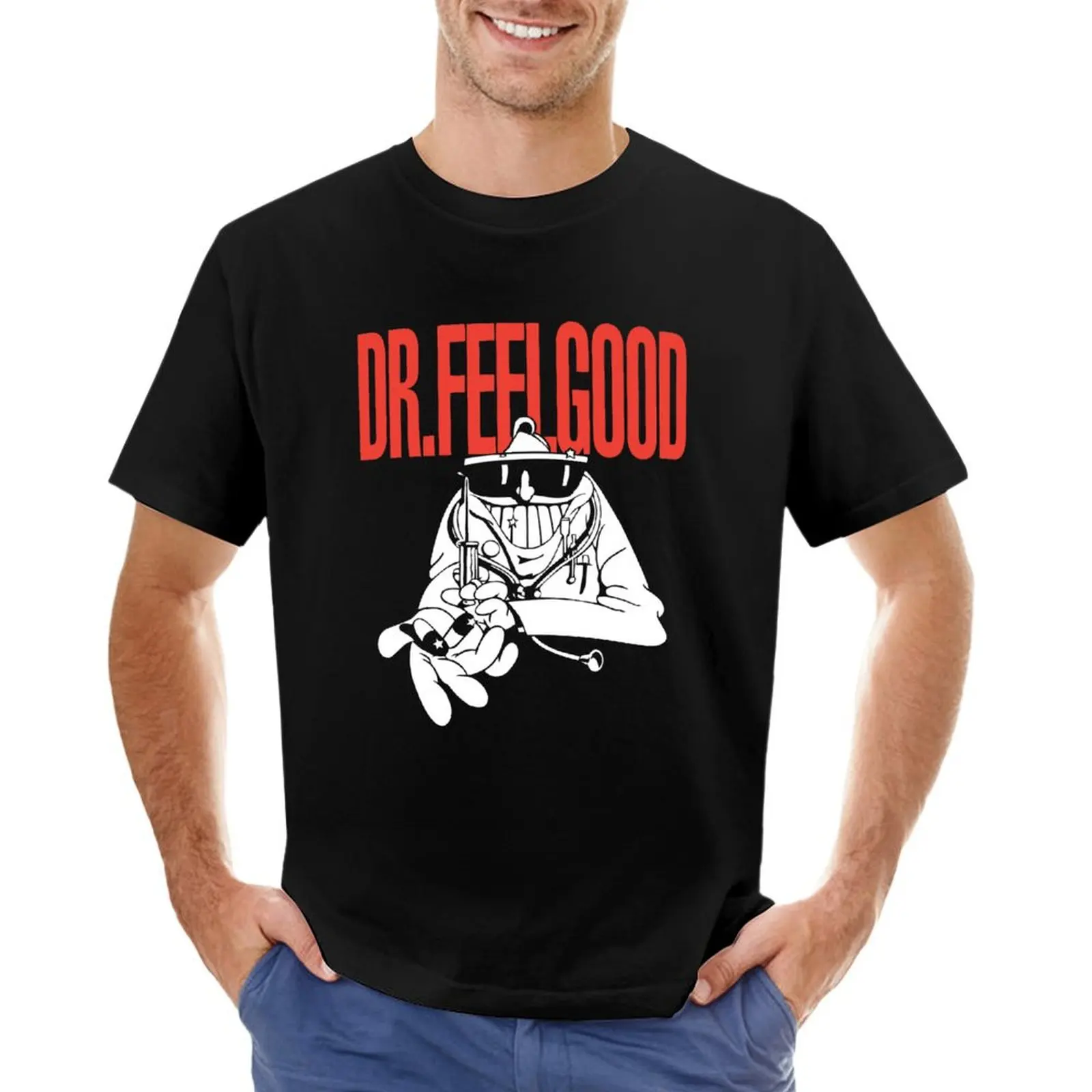 

dr feelgood T-shirt plus sizes sports fans blanks boys whites black t-shirts for men