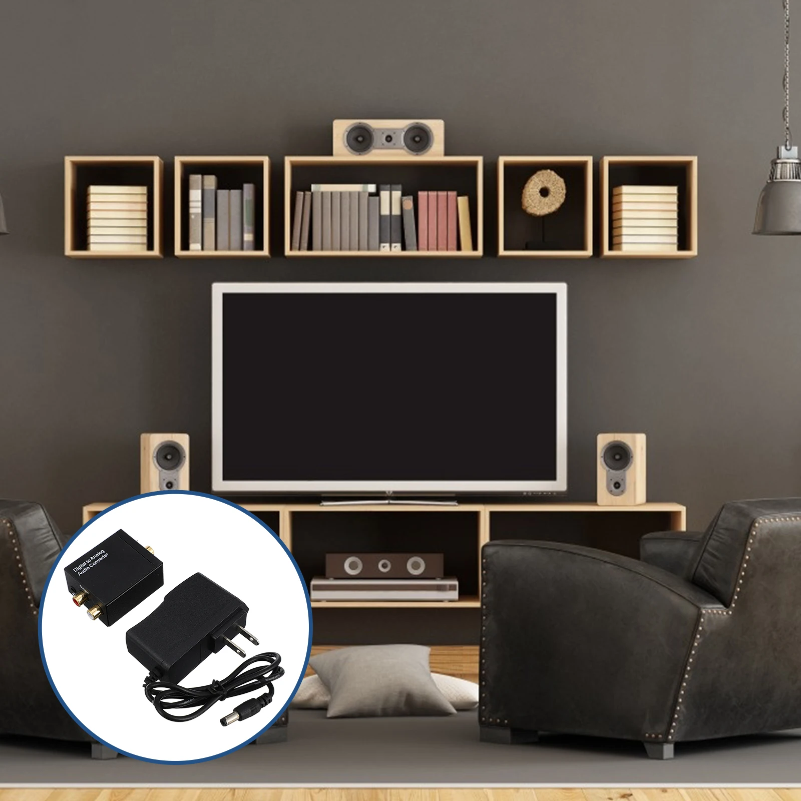 

Digital Audio Converter Fiber To Analog 3.5Mm Rca Adapter Us Plug 44.1 32 48-96Khz Sampling Noise Reduction Home