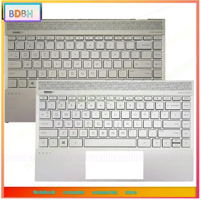 New Top Case US Keyboard for HP ENVY 13 13-AH TPN-W136 Laptop Palmrest Upper Cover with Backlit keyboard Replacement Glod Silver