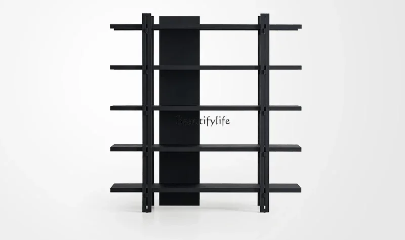 

LJYSolid wood against the wall black retro display wabi sabi shelf