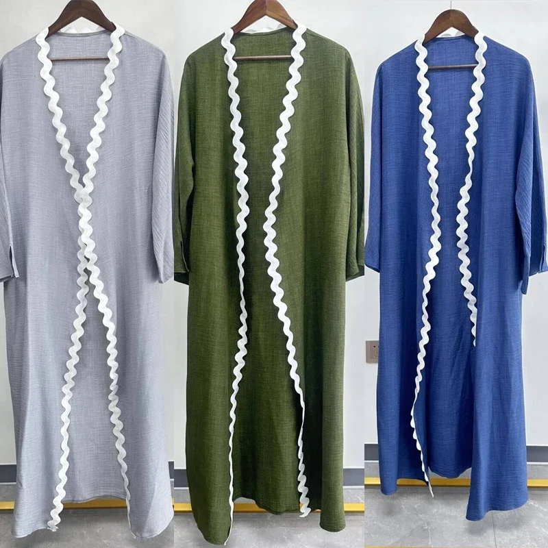 Muslim Open Kimono Abaya Retro Ethnic Women Cardigan Robe Dubai Middle Eastern Saudi Arabia Eid Ramadan Clothes Islam Kaftan New