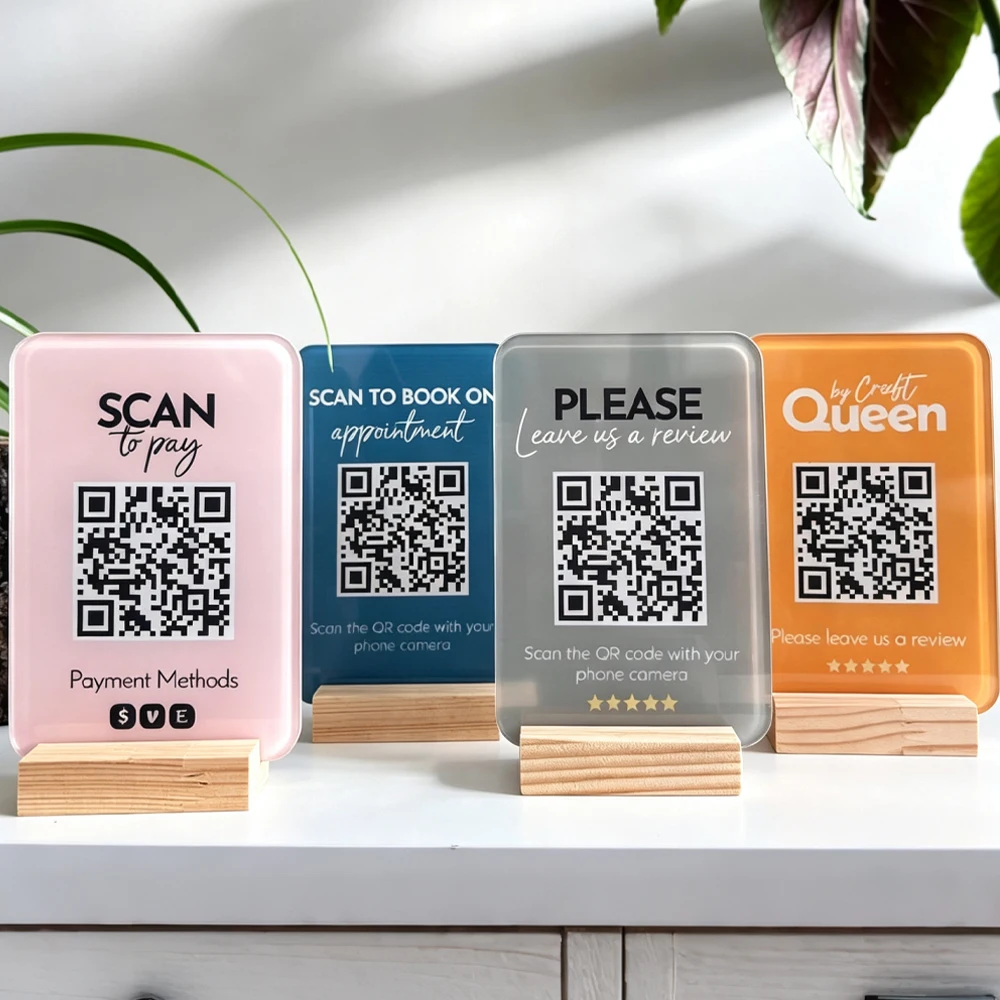 Personalization Custom QR Code Standee Custom Acrylic Display Sign Custom Business LOGO Signs Office Desktop Decorative Standee