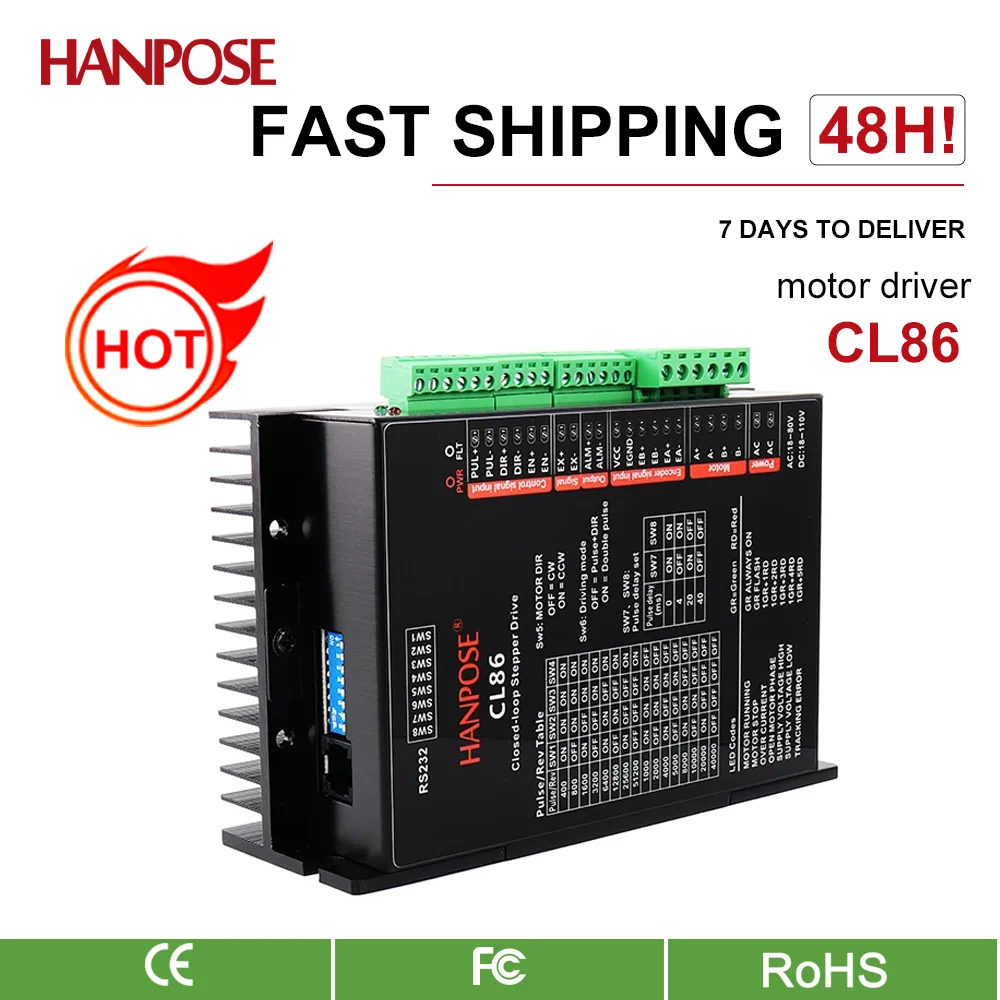 

hanpose CL86 controller driver 18-110VDC stepper motor Closed loop for NEMA34 CNC hybrid servo motor for CNC milling machine