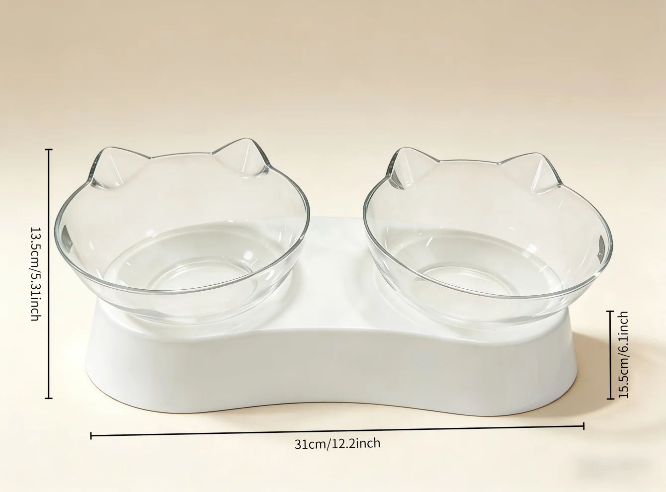 2-in-1 Double Bowl Cat Food & Water Dish – Separate Compartments for Dry & Wet Food, Ant