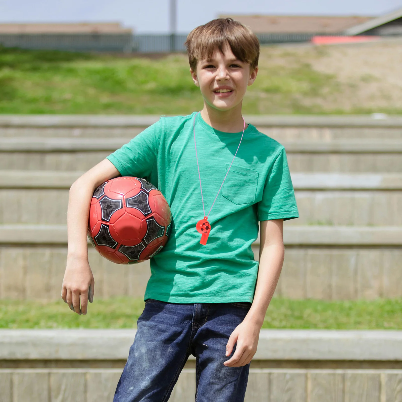 

24pcs Football Whistle Plastic Cheering Whistles For Sports Events Referee Noise Makers Kids Party Favors Soccer Themed Party