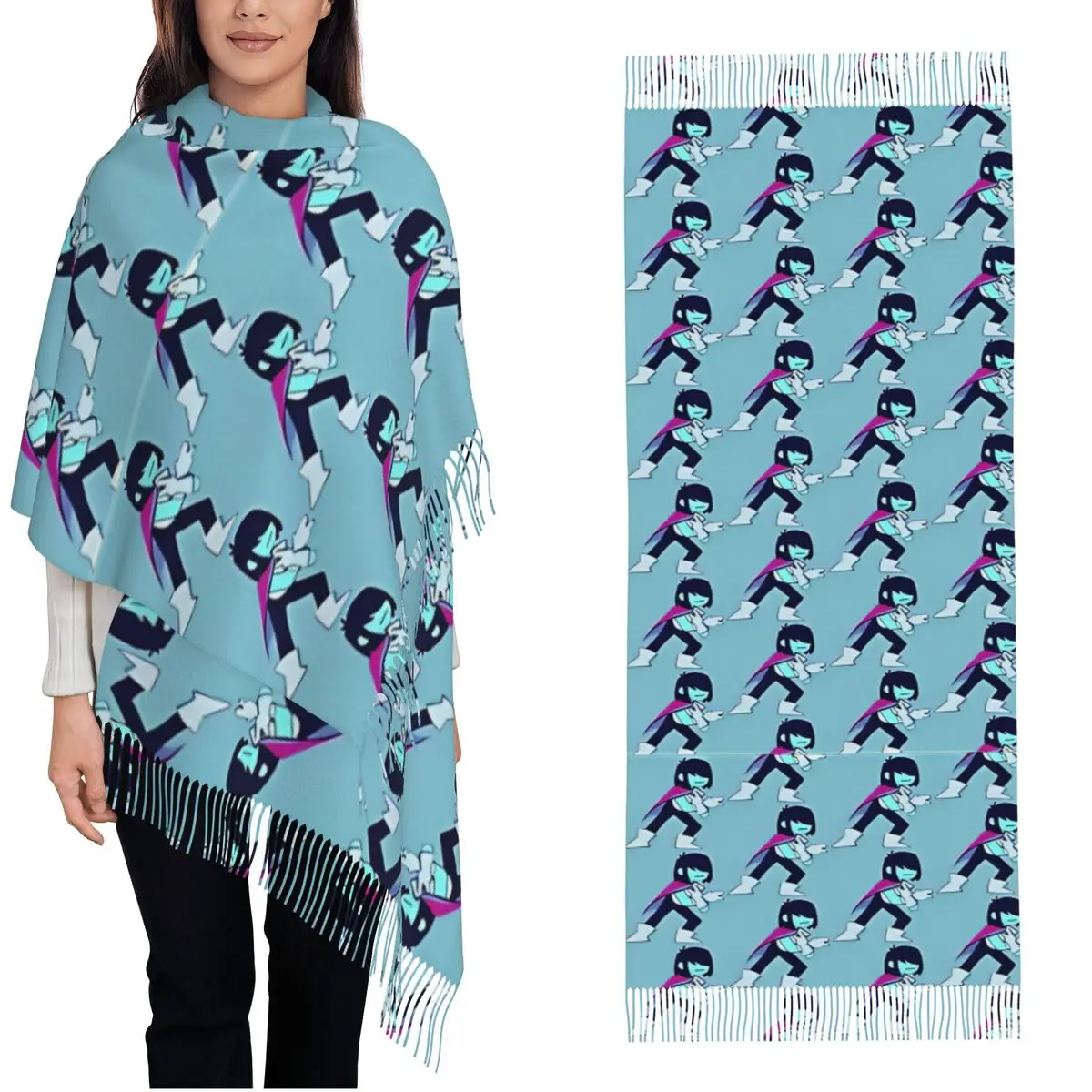 Deltarunes KRIS Scarf for Womens Winter Warm Shawls and Wrap Video Games Large Scarves with Tassel Daily Wear