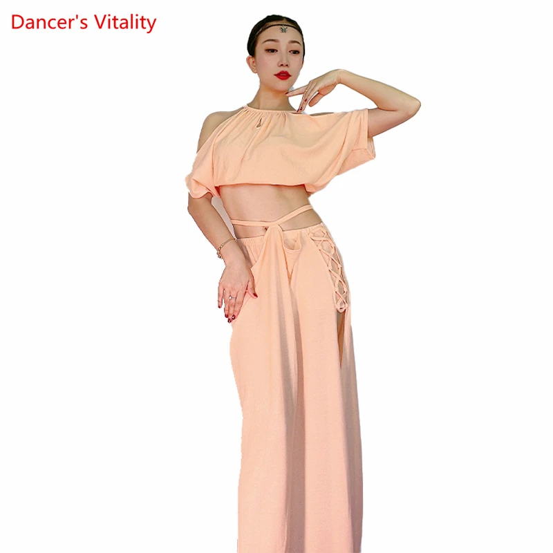 

Belly Dance Costume Set Summer Oriental Dance Practice Clothes Short Sleeves Top+long Skirt 2pcs Female Bellydance Group Suit