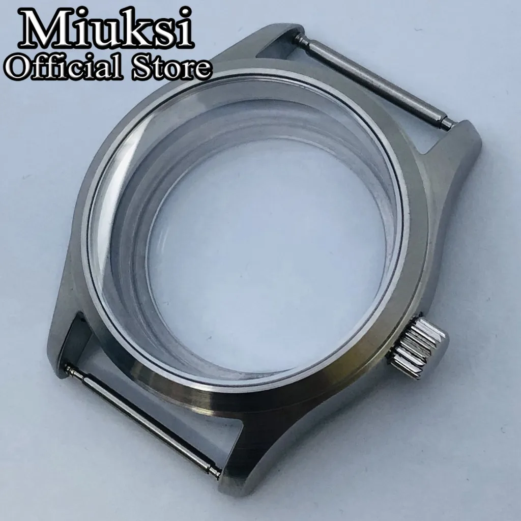 Miuksi 36mm/39mm silver sterile watch case sapphire glass fit NH35 NH36 NH34 ETA2824 PT5000 movement