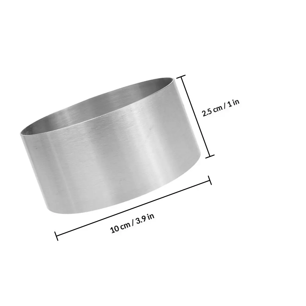 4Pcs Premium Stainless Steel Cake Ring Mousse Collar for Cakes Mousses Cookies Fruits Chocolate Decor Baking Tool Round Mold