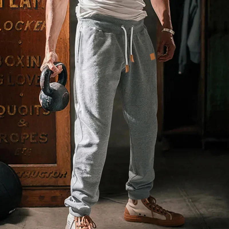 

Men Pencil Pants Straight Trousers New Long Pant Pocket Solid Splice Casual Lace Up Elastic Waist Drawstring Slim Fit Autumn