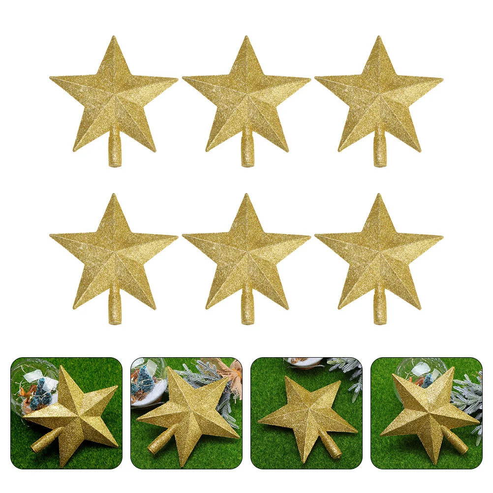 

6 Pcs Christmas Tree Top Star Bulbs Decor Decorations Topper for Beautiful Plastic Modeling