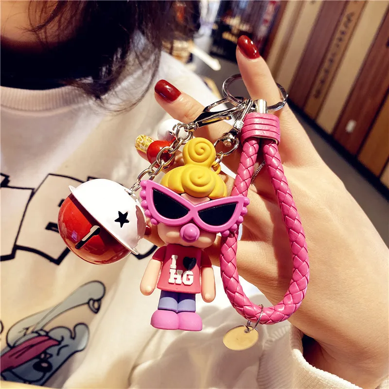 المرأة نظارات المفاتيح لطيف دمية عيد الميلاد السنة الجديدة متعة سعيد مهرج سلاسل المفاتيح حقيبة قلادة تسلية كيرينغ بارك غرامة هدية