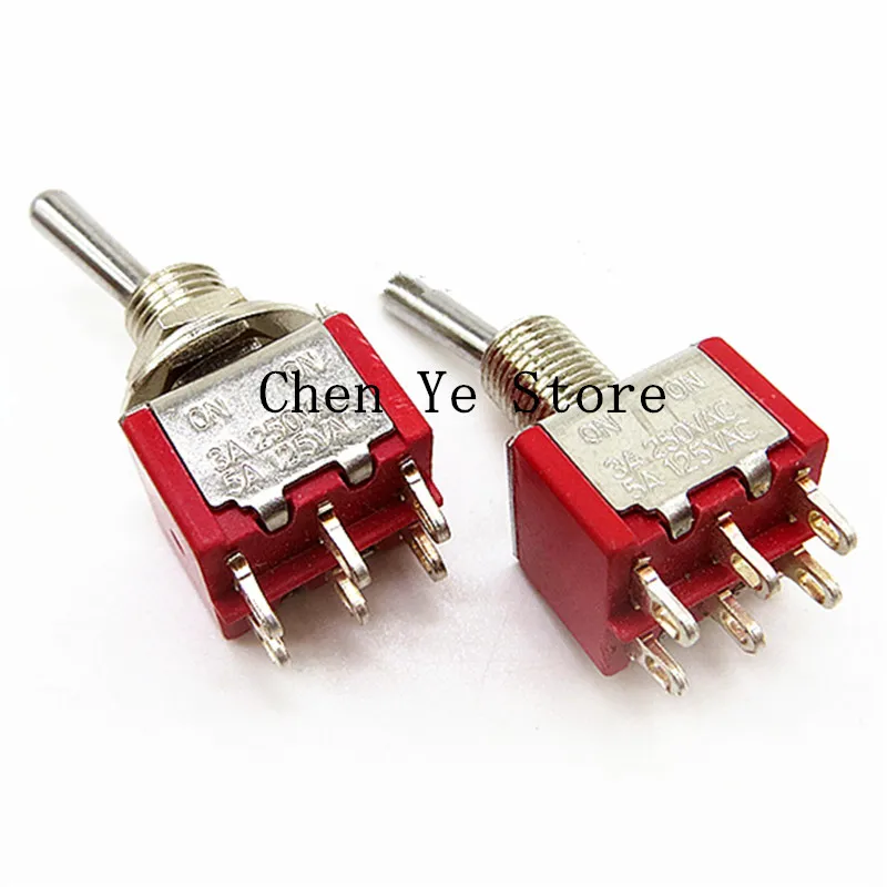 20PCS SH T80-T Series Flat Handle 6.35mm Panel Mount Mini Toggle Switch 3pin 6pin ON-ON/ON-ON-ON For RC Model Remote Controlller