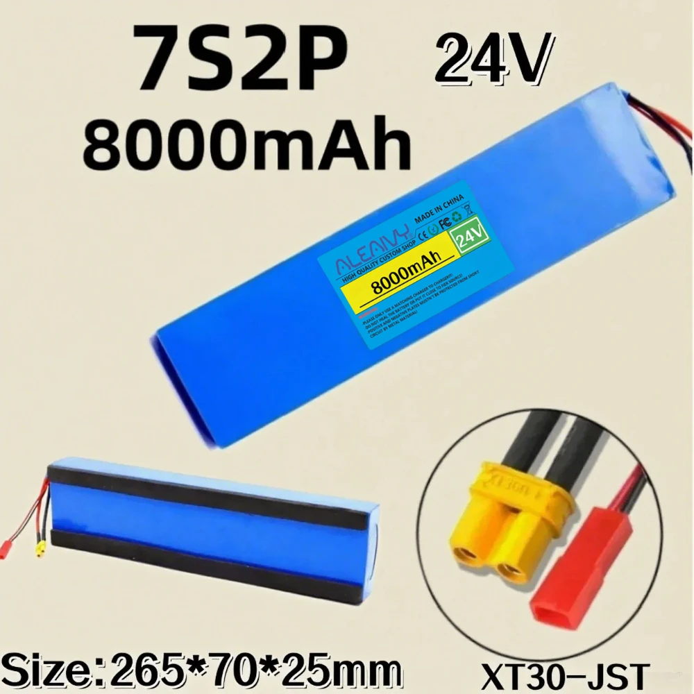 

7S2P 24V 8000mAh 1850 Rechargeable Lithium Ion Battery Pack Suitable for 29.4V Electric Scooters Battery Replacement.