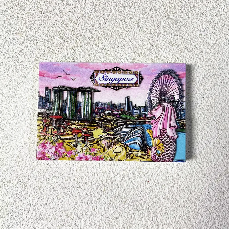 

Singapore cultural tourism souvenirs, 3D lion logo refrigerator magnets, urban culture, office, home kitchen decoration gifts
