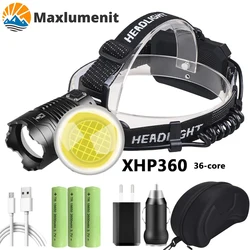 High Power Led Headlamp Zoom Waterproof Powerful Super Bright Head Torch Lantern Headlight 1000000LM USB Rechargeable Flashlight