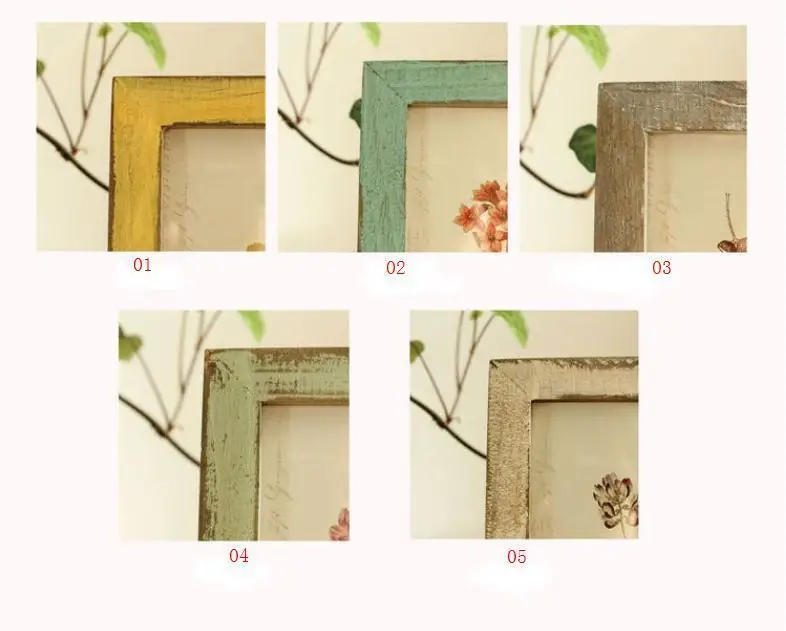 60pcs 5 Colors Quality Vintage Photo Frame Home Decor Retro Wooden Wedding Couple Recommendation Pictures Frames Gift Wholesale