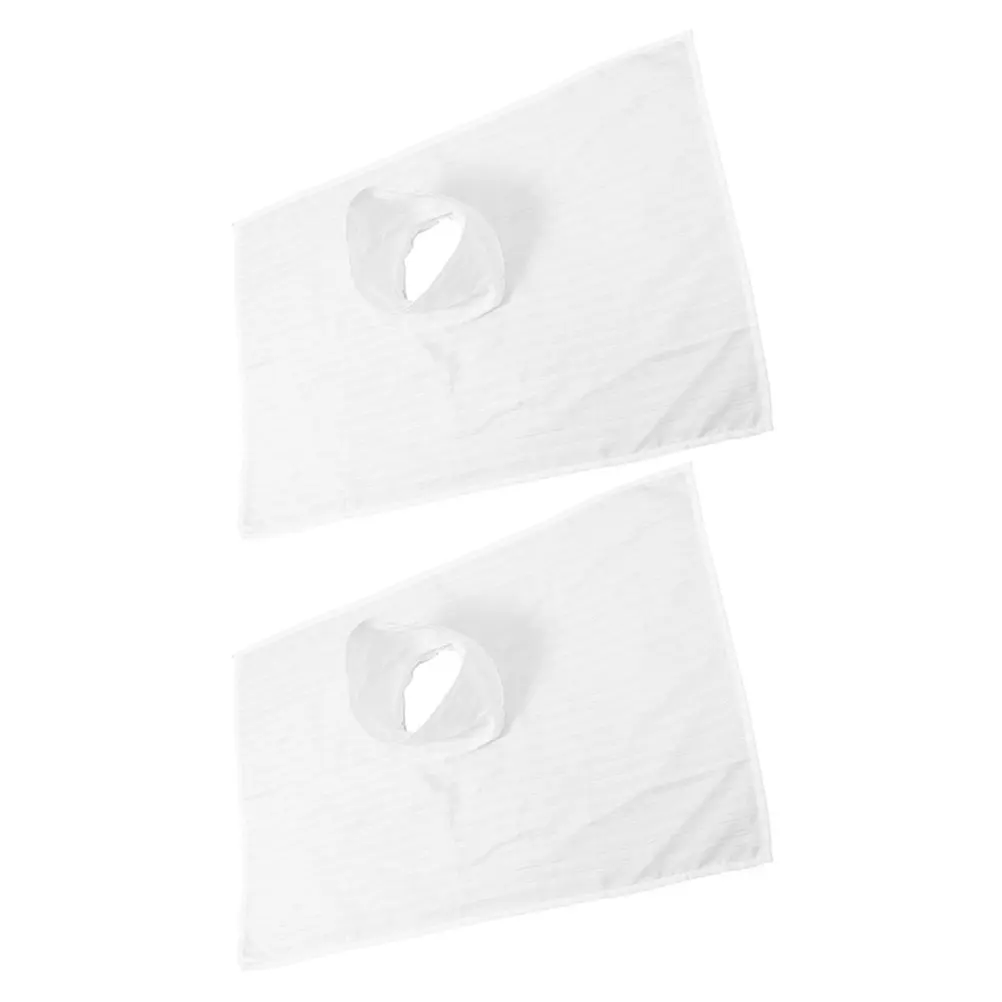 

2Pcs Massage Table Face Hole Cover Cotton Soft Breathable Massage Bed Sheets Reusable Easy Clean Facial Spa Salon Use