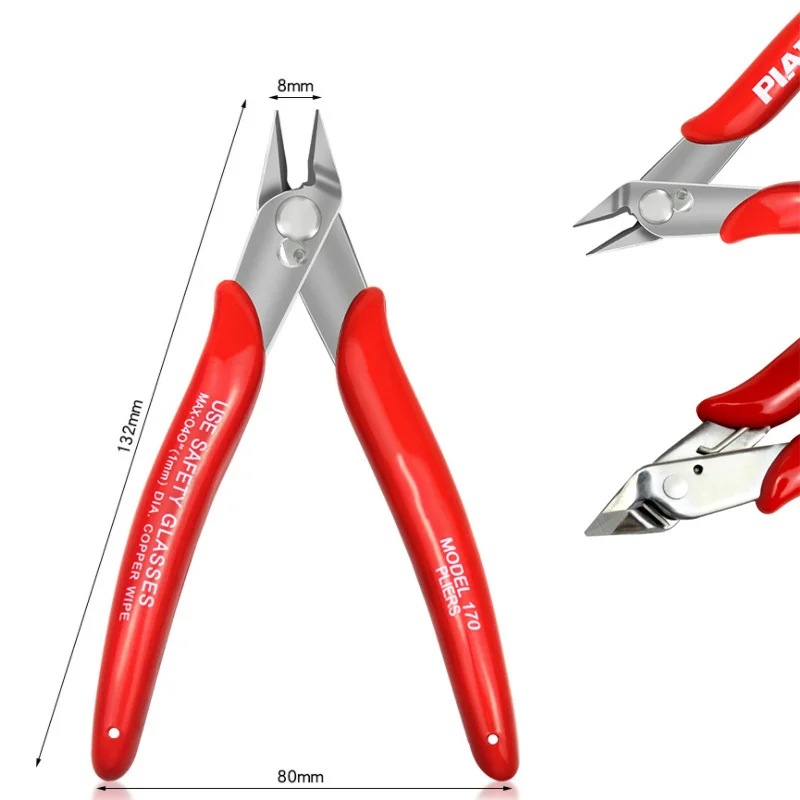 170 Wire Cutter Cutting Pliers Practical Wire and Cable Cutting Flat-nose Pliers DIY Trimmer Bevel Cutter Red Hand Tools